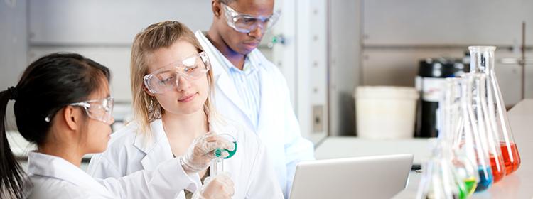 Students working in a medical lab